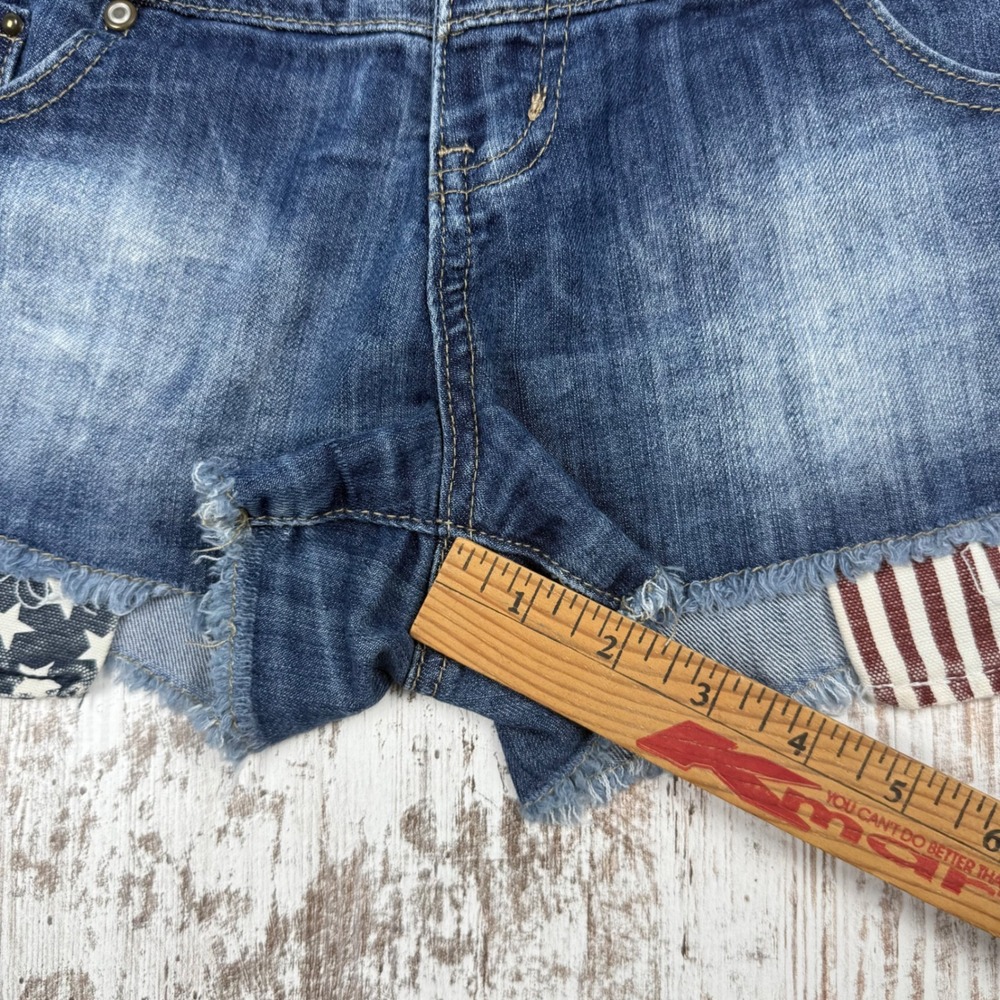 VTG Y2K Hot Kiss Cici Micro Shorts Sz 7 America Stars Low Rise 4th of July 2" - Picture 6 of 8